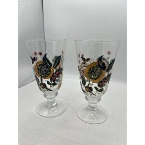 Noble Excellence Collection Hand Painted Floral Wine Goblets Set of 2 16 Oz
